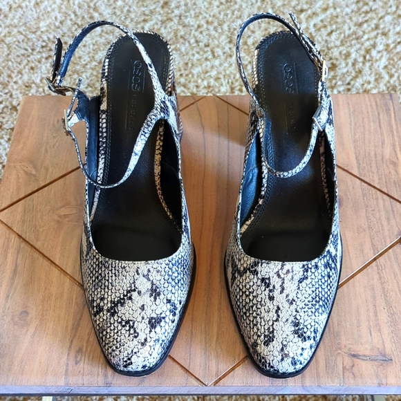 ASOS DESIGN Prague Block Heels in Snake. Women's Size 7 - Picture 4 of 12